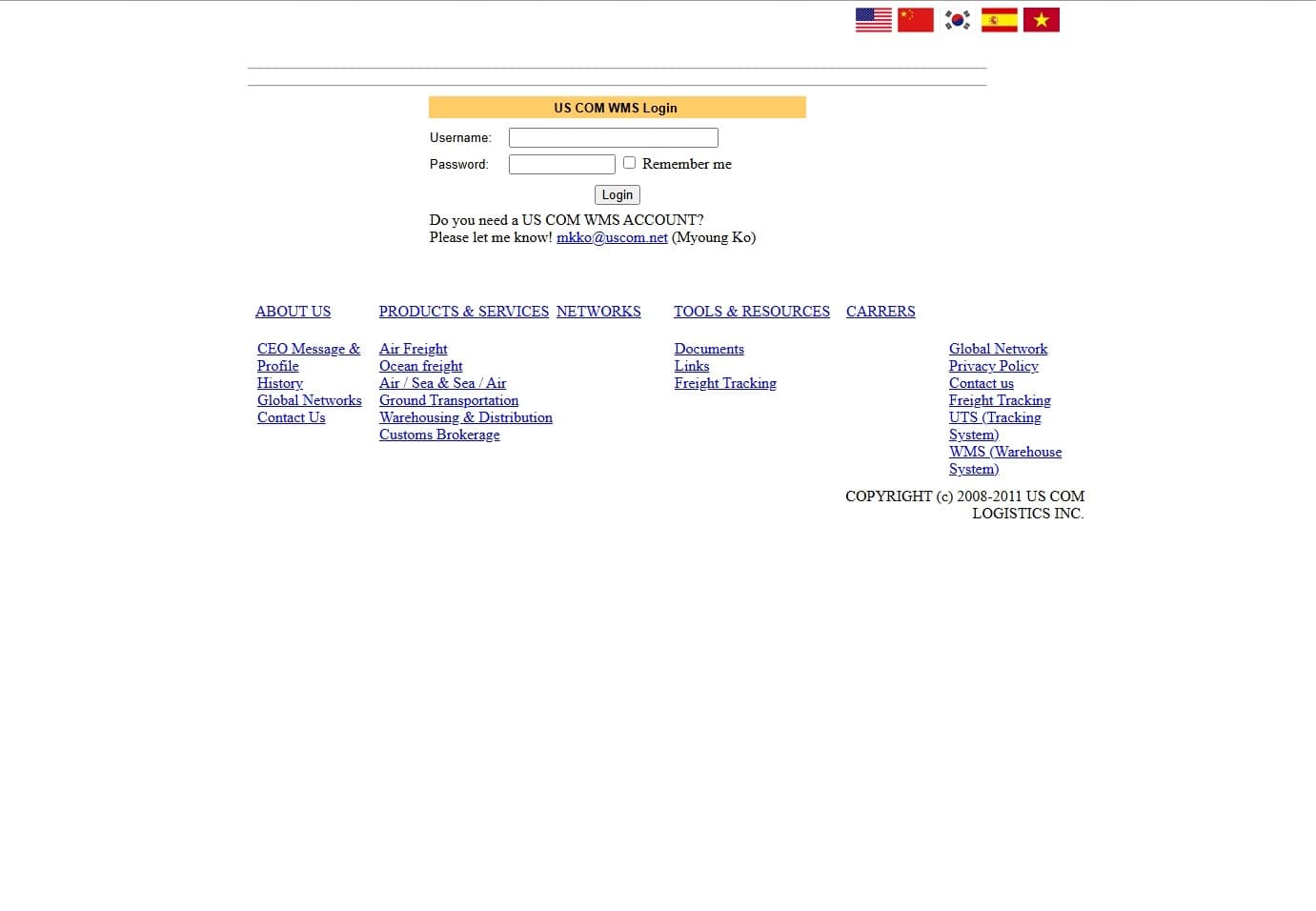 Warehouse Management System for USCOM LOGISTICS INC